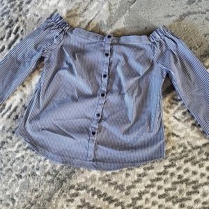 Express Off-the-Shoulder Blue and White Striped